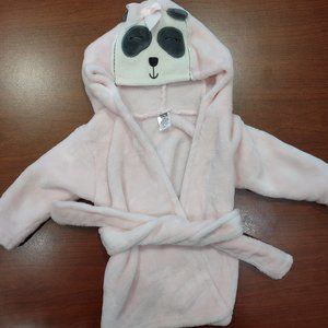 Hudson Baby Unisex Baby Plush Animal Face Robe, Miss Panda, One Size, 0-9 Months
